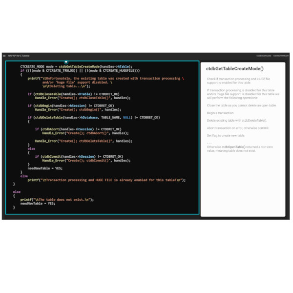 Instructional development project image that links to full Nav API for C Tutorial portfolio sample